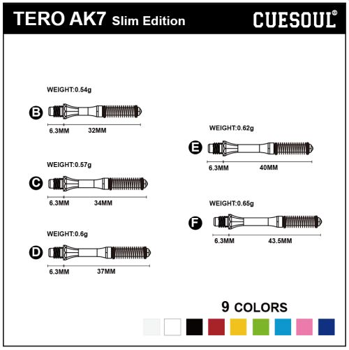 CUESOUL TERO SHAFTS | AK7 SLIM | SET OF 4